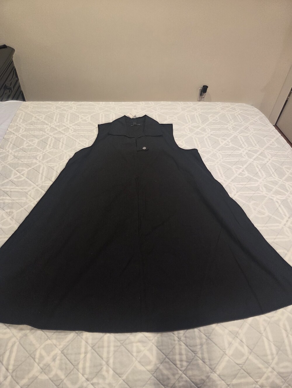 NWT Banana Republic 100% Cotton Sleeveless Black A-Line Dress Size Medium